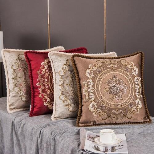 European Style Jacquard Elegant Floral Decorative Cushion Covers For Car Sofa Home Decoration Square Classic Throw Pillow Case