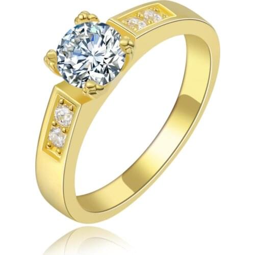 Hainon 2019 Simple Gold Rings For Women White Zircon Wedding Engagement Promise Rings Jewelry