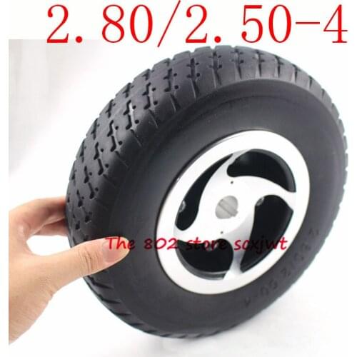 9'' Solid Tire Wheel 2.80/2.50-4 Non-inflatable Tyre+ Keyway Type Hub for Gas / Electric Scooter ATV Elderly Mobility Scooter
