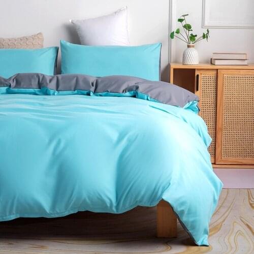 Pure Hue Duvet Cover Sets Bed Linen Quilt/Comforter case Pillow Covers Bedding Set King Queen 220x240cm Sky Blue Home Textiles