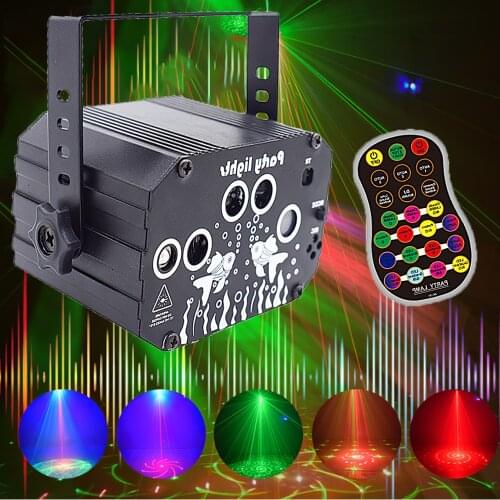 128 Patterns Laser Projector Light Voice Control RGB Strobe Effect Stage Light For Party Show DJ Home KTV Disco Lamps