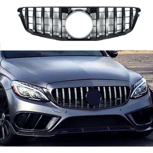 Modified For GTR Style GT For C Class W204 Grill C180 C200 C300 For AMG Saloon Wagon Coupe 2008-2014 Front Bumper Racing Grille
