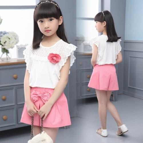 Fashion Girls Clothing Set 2019 Summer Kids Girls Clothes Print T-shirt+ Shorts 2PCS Children Clothing 4 5 6 7 8 9 10 11 12 Year