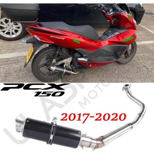 Motorcycle Full System Exhaust Muffler Modified Carbon Fiber Middle Pipe Slip-On PCX125 PCX150 PCX 125 150 2017 2018 2019 2020