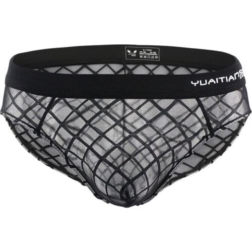 Men Underwear Briefs Slip Transparent Mesh Shorts Cueca Gay Men Underwear Hollow Out Sexy Male Panties Breathable Briefs