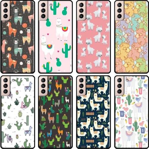 Llama Alpaca pattern Soft Case For Samsung Galaxy S21 Ultra Note 20 Note 10 S8 S9 S10 Plus S20 FE Phone Cover