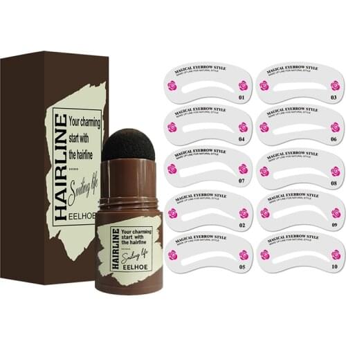 Brow Stamp Shaping Kit Eyebrow Stamp makeup eyebrow shadow Hair Line Cover Waterproof Eyebroe Stick Stencil Hair Shadow Powder