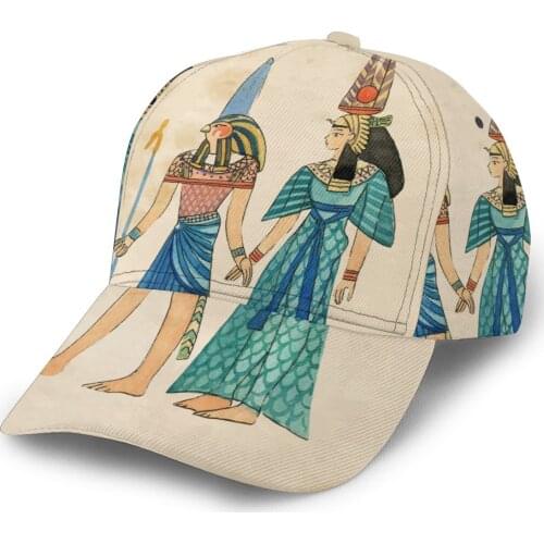 2021 Summer New Unisex Outdoor Sport Sunscreen Baseball Hat Running Visor Cap Watercolor Ancient Egypt Composition