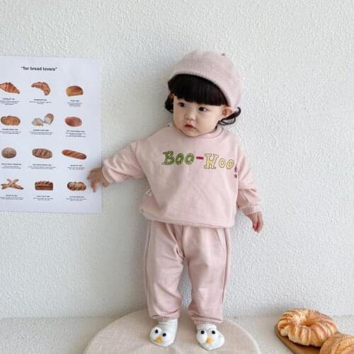 Autumn Baby Sweatshirt Set Infant Casual Pants Cute Letter Print Tops + Pants Children 2pcs Suit Boys And Girls Long Sleeve Set