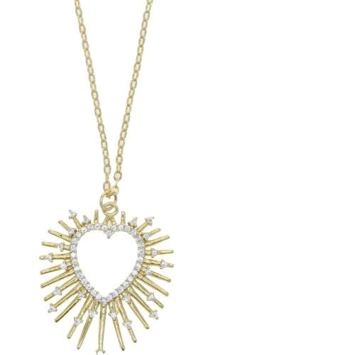 Korean Pave Setting Crystal Heart Necklace for Women Gold Silver Color Chain Necklaces & Pendants Jewelry Love Gift