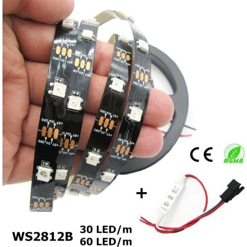 DC5V 1m/5m WS2812B 30LED 60LED/m 5050 RGB Dream Color LED Pixel Strip Black/White PCB WS2812 IC IP30/IP65/IP67 With Controller
