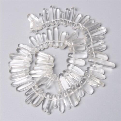 Natural Clear white Quartz crystal stone Stick point spacer beads charm pendant for Jewelry Making necklace earring 15" 10-24MM