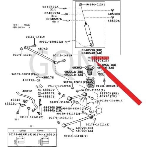 Right rear shock absorber assembly 2006-Toy ota FJC RUI SER shock absorber Rear shock absorber left and right shock absorption