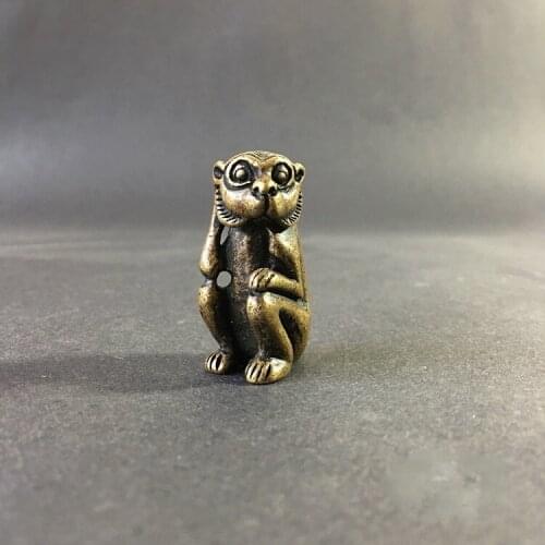 Collectable Chinese Brass Carved Animal Zodiac Lovely Sitting Monkey Exquisite Statuel