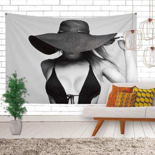 Sexy European & American Girls Tapestry Wall Hanging Modern Background Home Dorm Decor Wall Tapestry Black Wall Cloth Tapestries