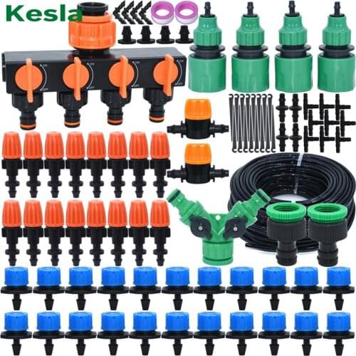 KESLA 5M-35M Micro Drip Irrigation Watering Kit System 1/4''Automatic Garden Self Water Flower Lawn Adjustable Dripper Atomizer