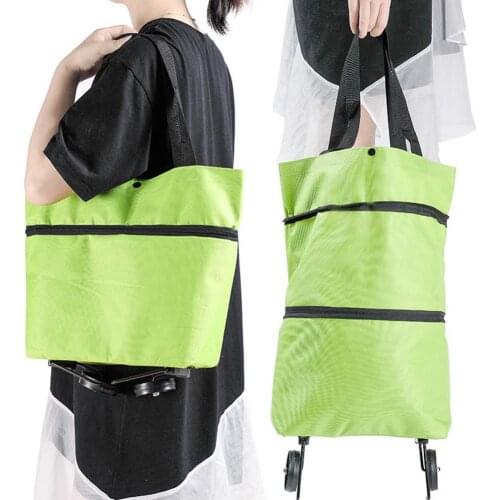Foldable Shopping Bag With Wheels, Reusable Grocery Bags, Vegetable Bag Convenient Trolley Basket Supermarket Shopping Bag