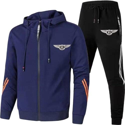2021 Mens tracksuit Mens stitched fashion casual tracksuit polyester fabric zipper cardigan tracksuit and sweatpants hoodie