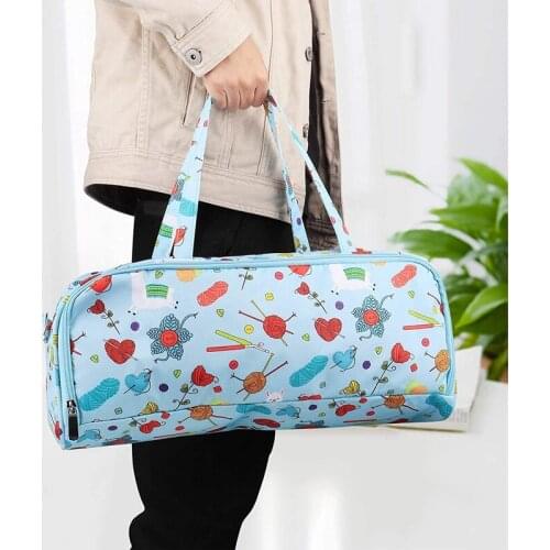 Knitting Bag for Wool and Needles Storage,with Handy Compartment for Extra Long Knitting Needles and Hooks