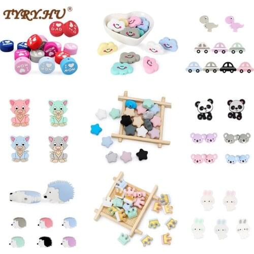 TYRY.HU 6pcs Cartoon Silicone Beads Animal Baby Teething Chews Nurse Gift Toys For DIY Necklace Chain Food Grade Baby Teether