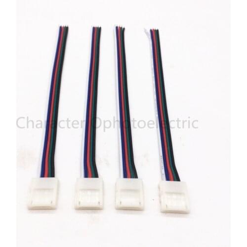 50pcs/lot 12mm 5pin RGBW LED Strip Connector Wire Two clip Extend Cable For 5050 RGBW Strip light No Need Soldering