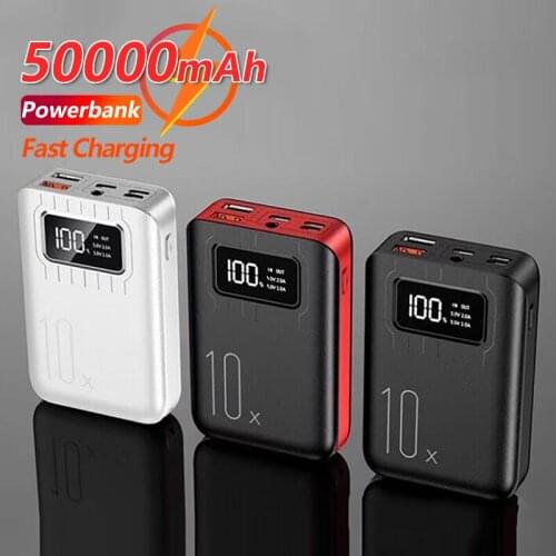 Mini Power Bank 50000mAh Digital Display Portable Outdoor Charger with LED 2USB External Charger for Xiaomi Mi IPhone Samsung