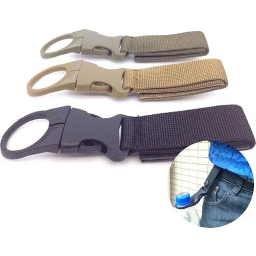 Military Tactical Nylon Webbing Buckle Hook Water Bottle Holder Clip Outdoor EDC Climb Carabiner Backpack Belt