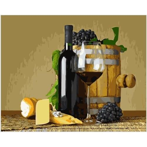 Yunxi art, Frameless hand painted canvas painting Grape wine picture painting by numbers diy acrylic drawing by numbers RS278