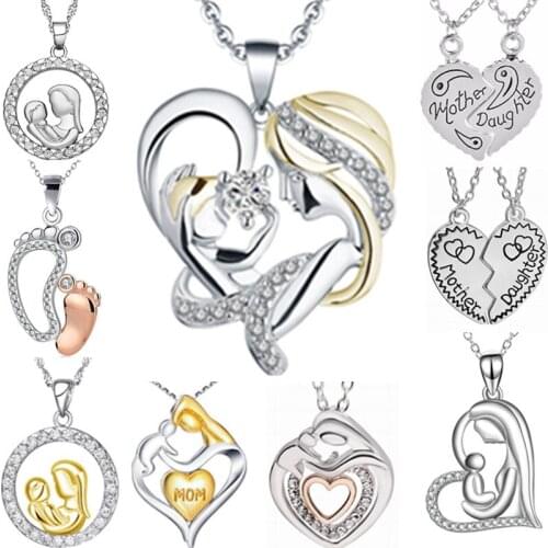 9 Styles Heart-Shaped Mothers Day Family Necklace Holiday Gifts European And American Personalized Jewelry