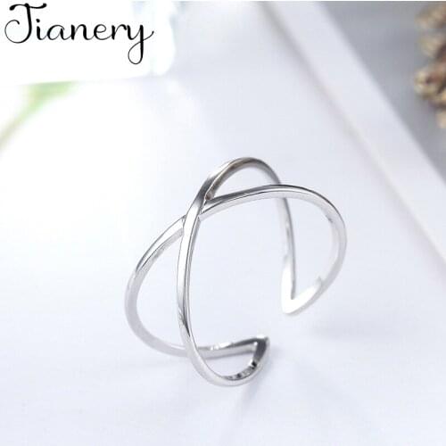 JIANERY Romantic Silver Color Cross Rings For Women Bohemian Vintage Jewelry Adjustable Size Finger Rings
