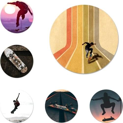 58mm Sport Skate Board Icons Pins Badge Decoration Brooches Metal Badges For Clothes Backpack Decoration