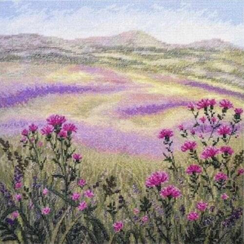 Gold Collection Counted Cross Stitch Kit Meadow Secrets Spring hillside flowers tulip landscape scenery 10523