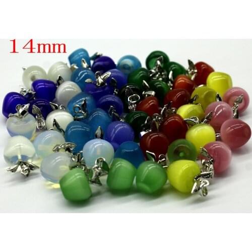 10Colors Opal Apple Shape Pendant Diy Necklace Charms Without Chain for Girl Jewelry5Pcs