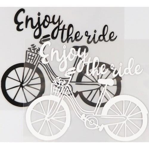14.4*11.5CM Enjoy The Ride Vinyl Cartoon Bicycle Decoration Decal Car Sticker