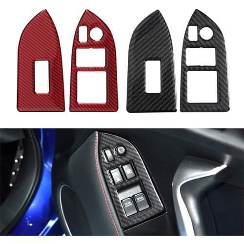 2Pcs Carbon Fiber Car Interior Window Switch Button Cover Trim Sticker For Subaru BRZ Toyota 86 RHD