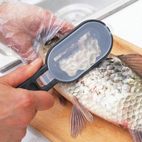2 In 1 Fish Skin Brush Plastic Fishing Scale Brush Built-in Fish Cutter Scraping Fast Remove Fish Knife Cleaning Scaler Scraper