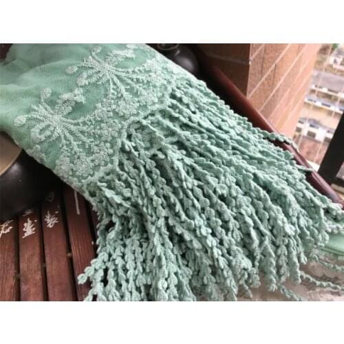 2Yards Fringed Tassel Cotton Embroidered Mesh Lace Trim DIY Sewing Craft 35cm Z218
