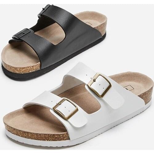 COSMAGIC 2021 New Summer Beach Cork Slippers Casual Double Buckle Non-slip Clogs Slides Women Slip on Flip Flop Shoe