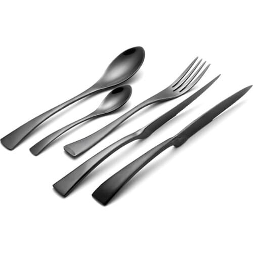 24Pcs Kaya Black Stainless Steel Cutlery Set Dinnerware Sets Knife And Fork Gold Silverware Set