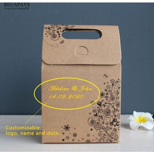 50pcs Packing gift box can be customized printing logo DIY wedding decoration baby shower candy box New style kraft paper bag
