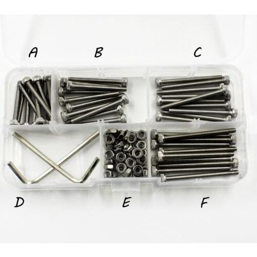 82pcs M3 A2-70 304 Stainless Steel Allen Hex Head Socket Cap Screw Bolt Nuts Set Kit