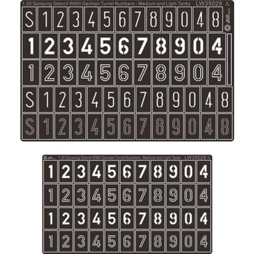 AM-WORKS LW35029 1/35 WWII German Turret Numbers & Letters - Medium - Stencil Mask