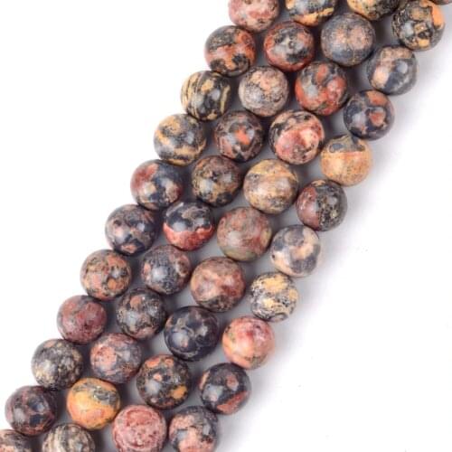 4 6 8 10 12mm Natural Round Leopard Skin Jaspers Stone Loose Beads for Diy Bracelet Necklace Jewelry Making 15" Minerals Beads