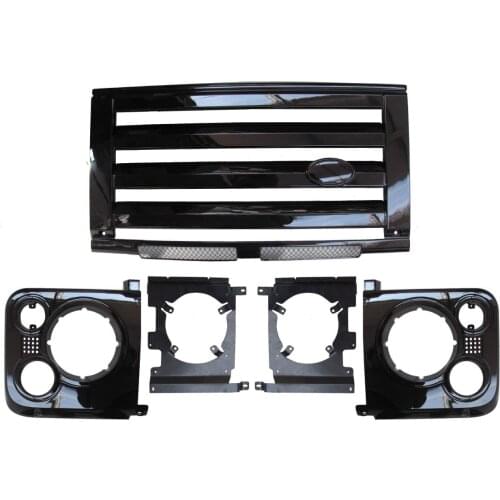 GLDF008 Black Front Grille For Land Rover Defender 90 110 Car Body Spare Parts Accessories SVX Kit With Fog Lamp Frame LR008362