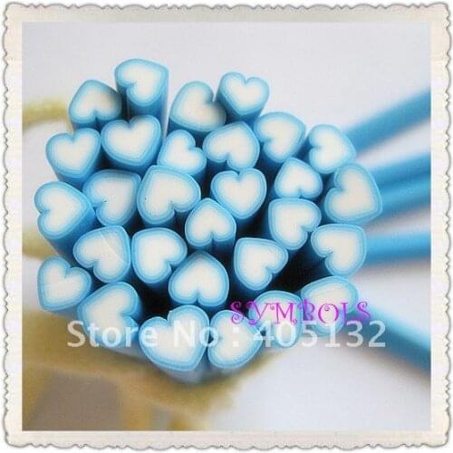 G-03 Free Shipping 100pcs/lot 5mm Blue Heart Cane Fancy Nail Art Polymer Clay Cane Nail Art Decoration