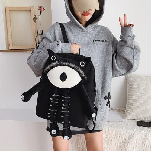 Backpack Women Canvas Large And Small Sizes Black School Bags For Teenagers Girls Book Bag Animal Pattern Cute Rucksack Bookbag