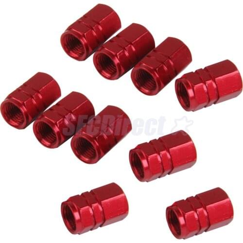 10pcs Car Motorcycle Bicycle Wheel Tire Tyre Dust Valve Cap Schrader Dust Covers - Red Hexagonal
