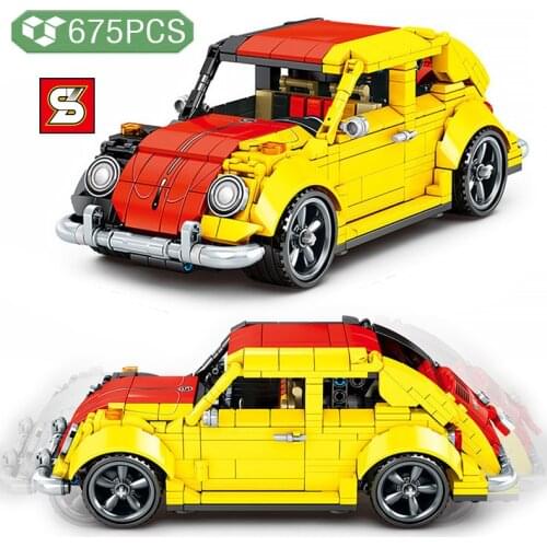 SY BLOCK Technical Diy Car Building Blocks Classic Bring Back Power Function Model Bricks Childrens Educational Toys Boys