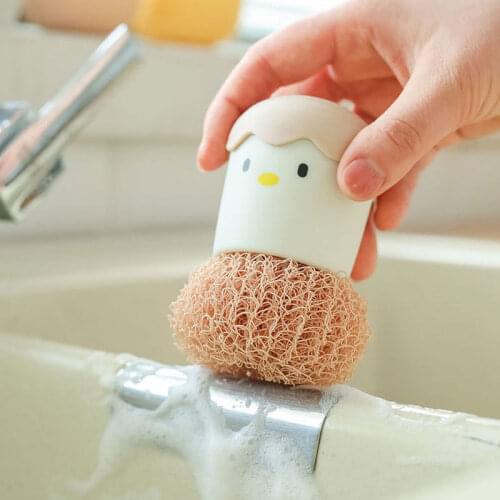 Creative Dishes Cleaning Brush Stovetop Decontamination Brush Fiber Cleaning Ball Kitchen With A Base Drain Washing Pot Brush U3