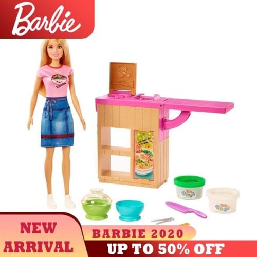 Barbie Girl Doll Toy Noodle Maker Playset Stay Home Playing Toys Cooking Accessories Pretend Funny Doll GHK43 For Birthday Gift